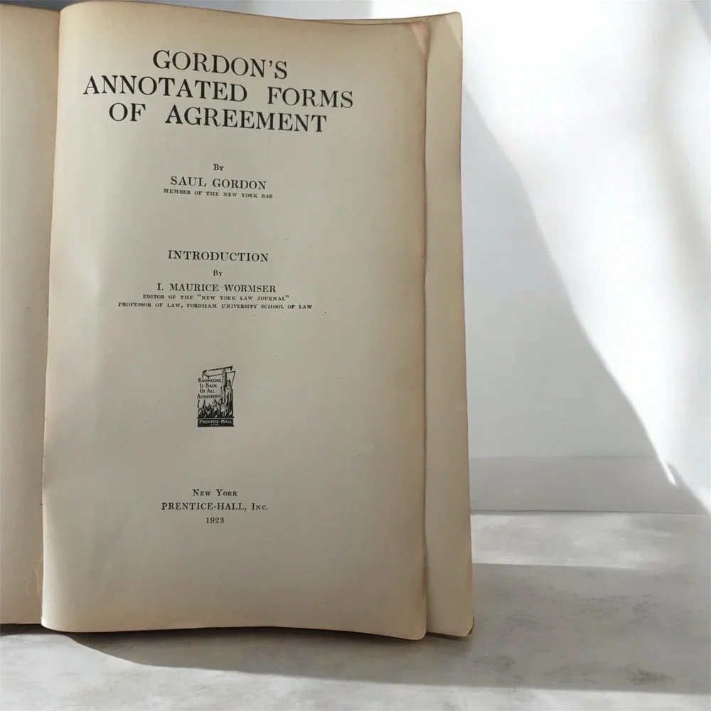 Vintage‎ 1923 leather bound law book Annotated Forms of Agreement Prentice-Hall